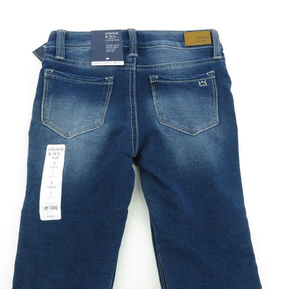 Crown & Ivy Girls Blue Denim Jeans White Lace Accent Size 7 NWT - Picture 4 of 4